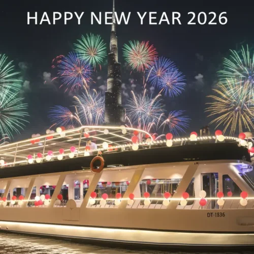 Burj Khalifa New Year Eve Gold Fish Dubai Canal Cruise 2026– Upper & Lower Deck
