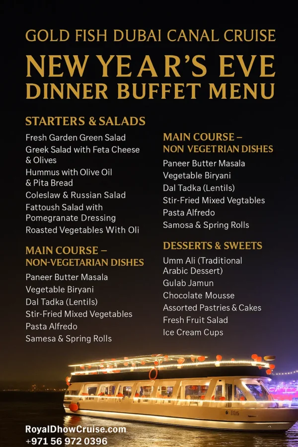 Burj-Khalifa-New-Year-Eve-Gold-Fish-Dubai-Canal-Cruise-food-menu.webp Burj Khalifa New Year Eve Gold Fish Dubai Canal Cruise 2026– Upper & Lower Deck