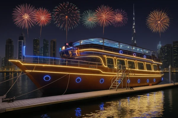 Wooden-Al-Jaddaf-Canal-Cruise-Dubai-NYE.webp Standard Wooden Al Jaddaf Canal Cruise Dubai NYE 2026 - Royal Dhow Cruise