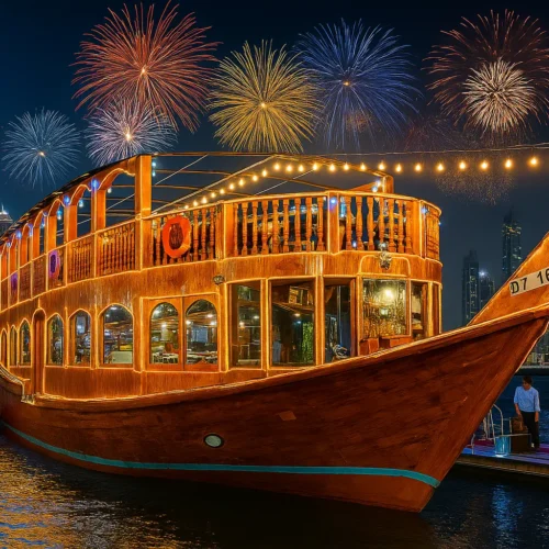 2-Hour Dinner Dubai Marina Dhow Cruise - Buffet Dinner & Live Tanura Show